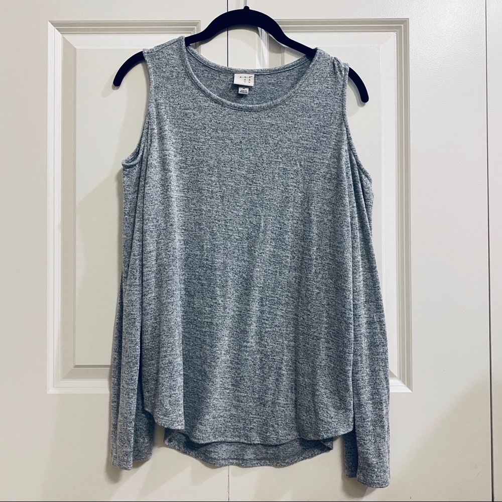 Grey Open Shoulder Sweater